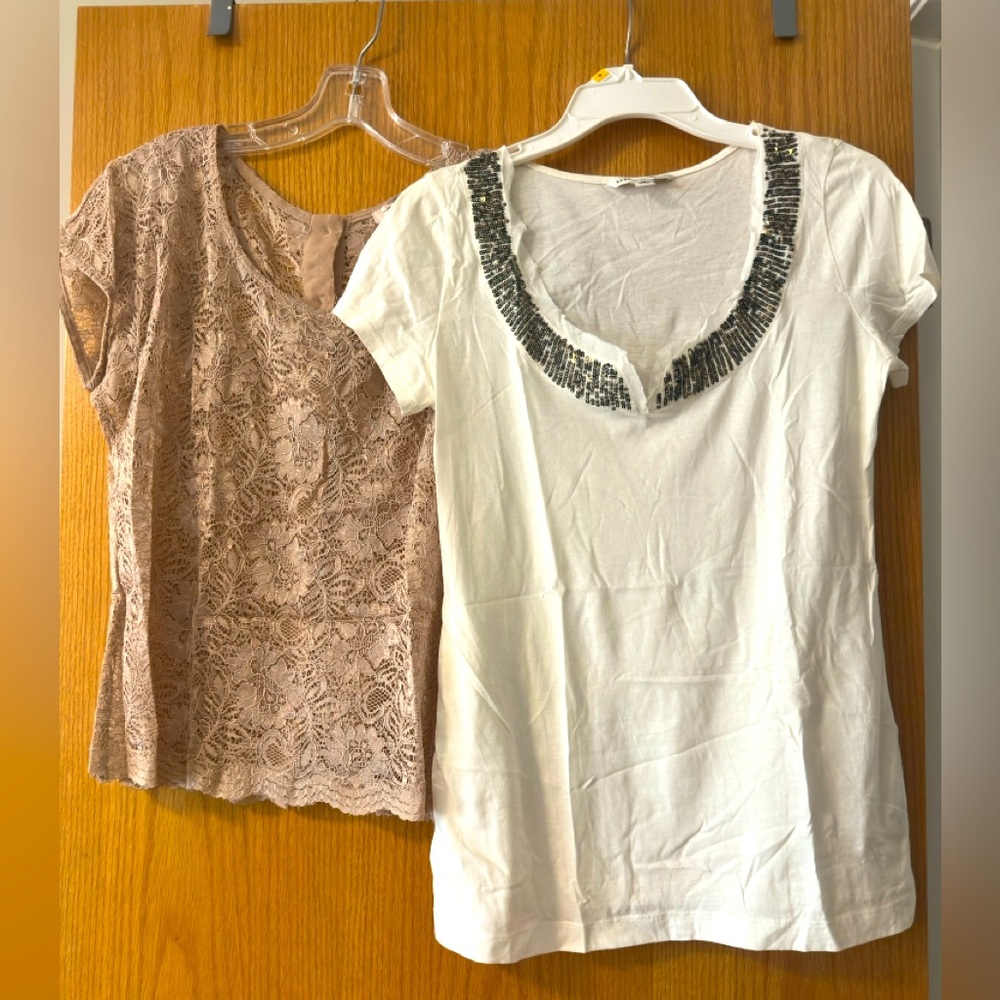 Elegant Lace and Beaded Women's Tops Set